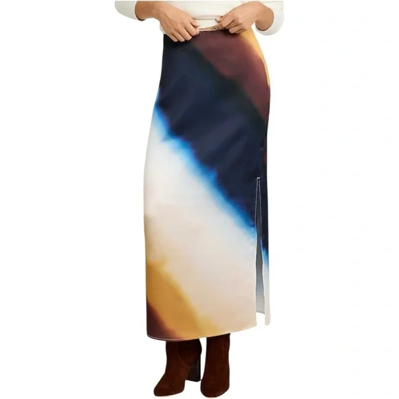 NWT-Express High Waisted Printed Satin Maxi Slip Skirt - Picture 3 of 11